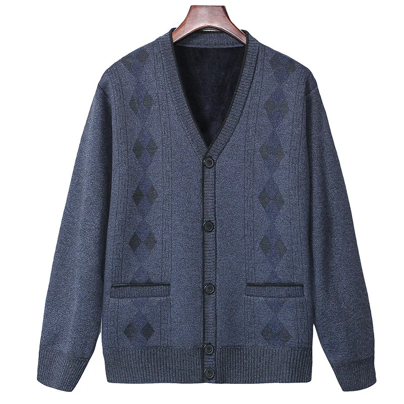 Fashion Brand V-neck Sweater Cardigan Coat Men 2023 Autumn and Winter Fleece Casual Tops Thick Warm Wool Sweater Drop Shipping