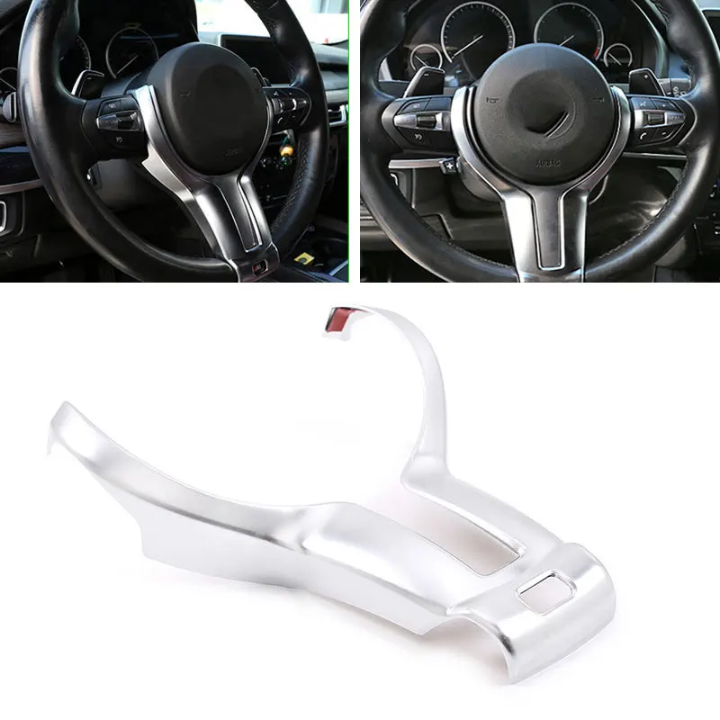 

ABS Silver Car Accessories Interior Steering Wheel Cover Frame Trim For BMW F06 F10 F12 F13 F20 F22 F30 X5 X6 F32 F34 F36 F15