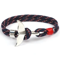 fashion whale tail anchor bracelets men women charm nautical survival rope chain paracord bracelet male wrap metal hooks sl005