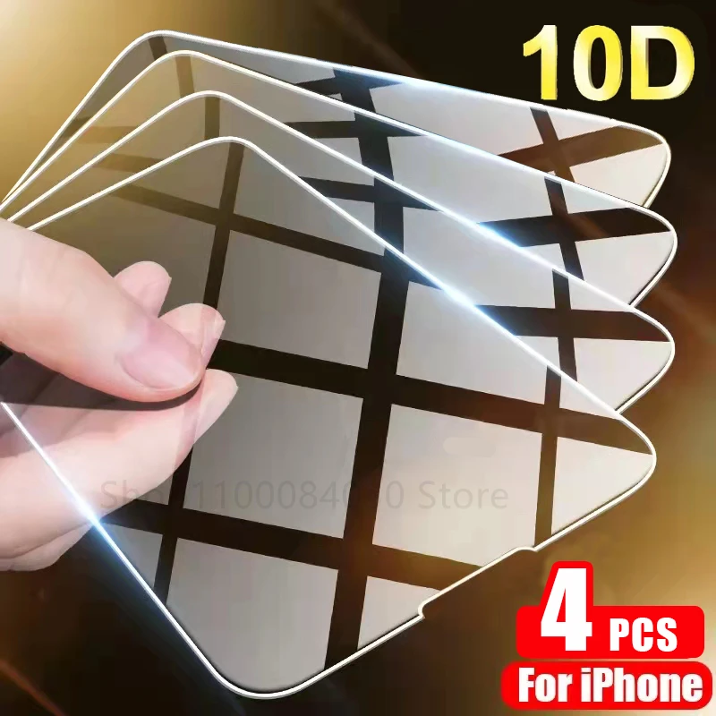 

4Pcs Tempered Glass on The for iPhone 11 12 13 Pro XS Max Mini Screen Protectors for iPhone 6 6S 7 8 Plus SE20 X XR 11Pro Glass