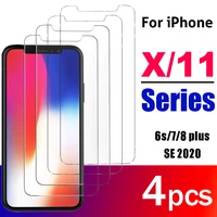 4pcs 2pcs tempered glass screen protectors for iphone x xs 11 pro max xr 6 7 8 plus se 2020 glass screen cover guard protector