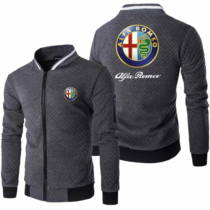

Jacket Men Anime for ALFA ROMEO Logo Print Casual HipHop Harajuku Gradient High Quality Cotton Men's baseball jacket Sweatshirt