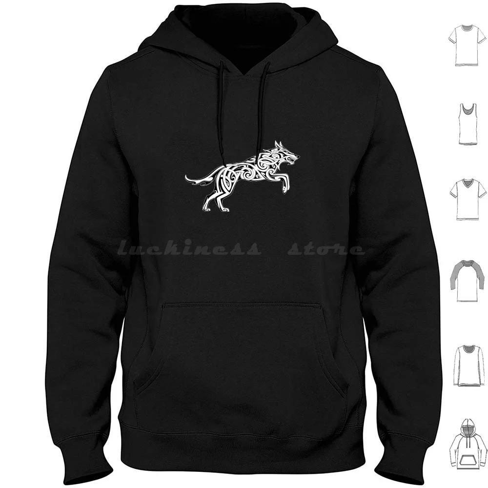 

Norse Wolf Hoodie cotton Long Sleeve Norse Wolf Viking Vikings Odin Norse Nordic Mythology Scandinavian Valhalla Raven