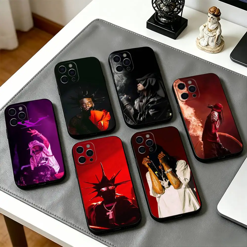 Фото Чехол для телефона Rapper P-Playboi Carti для iPhone 17, 16, 15, 14, 13, 12, 11 Plus, Pro Max и других моделей, мягкий черный чехол №1