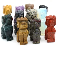 1pc dog statue natural gemstone healing crystal animals figurines reiki opal amethyst stones home decoration room ornament gift