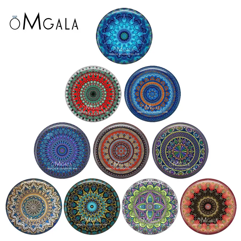 

Vintage Colorful Mandala Art Patterns 12mm/14mm/18mm/20mm/25mm Round photo glass cabochon demo flat back Making findings