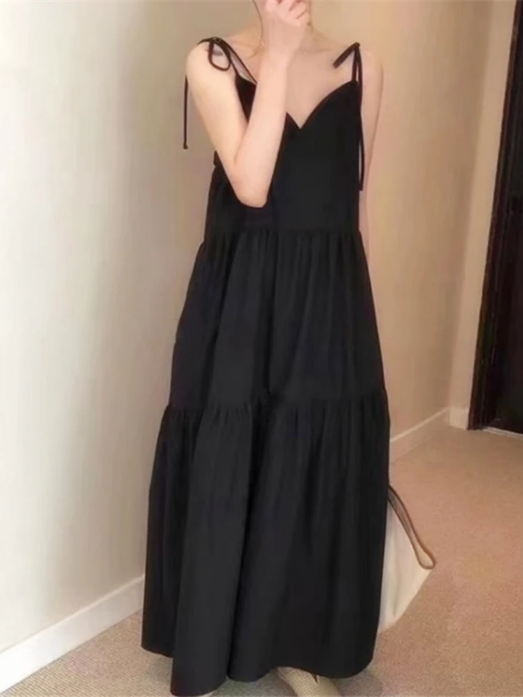 

2022 Summer New Ladies Loose Dress Large Version Vest Suspender Long Dress Comfortable Simple Temperament Elegant Retro