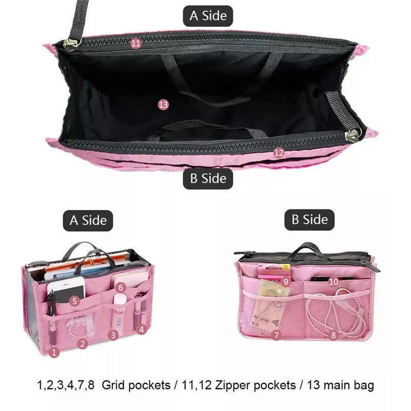 Organizer Insert Bag Women Nylon Travel Handbag Purse Large Liner Lady Makeup Cosmetic Cheap Female Tote |