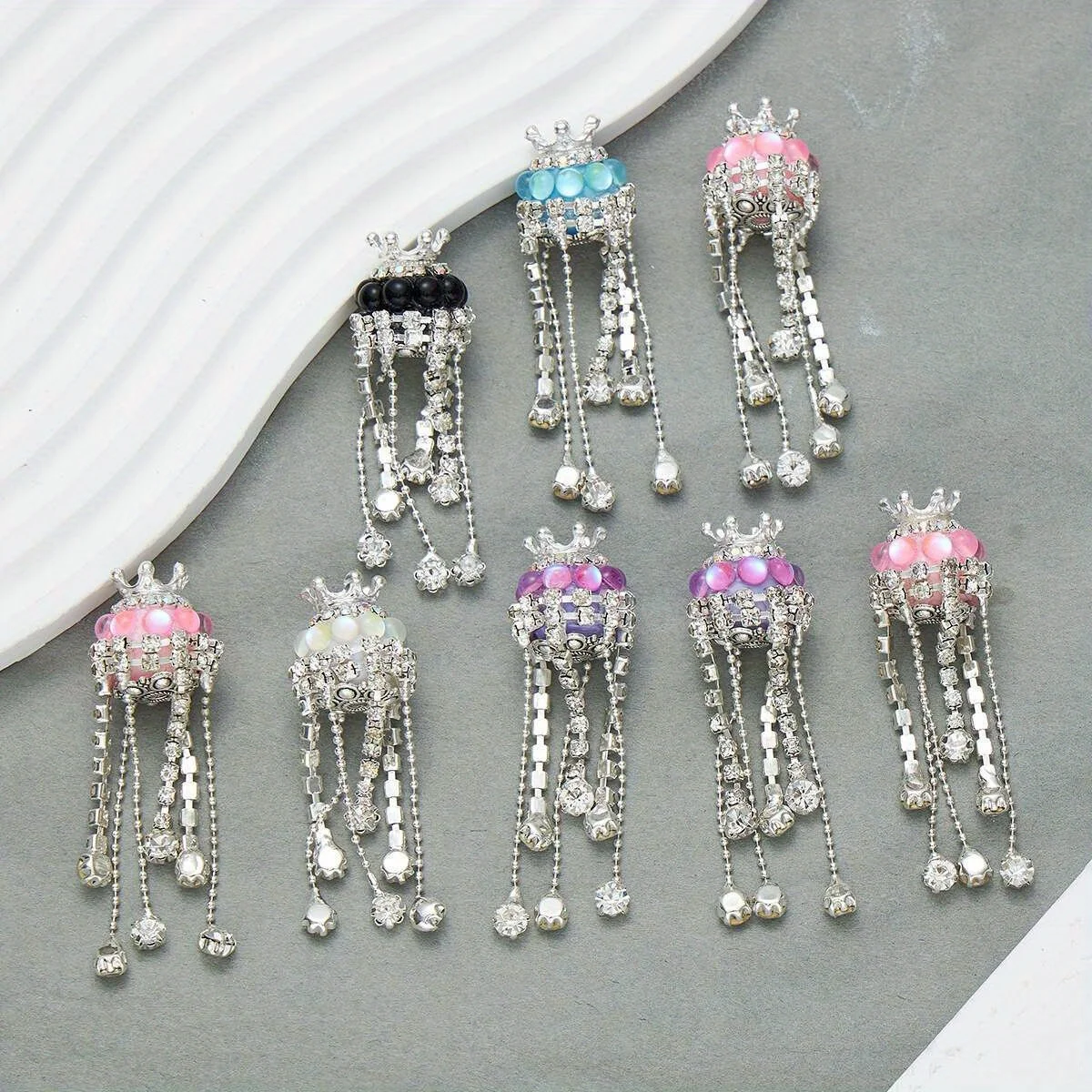 4 шт. цепочка с кисточками в форме короны хрустальные бусины круглые стеклянные