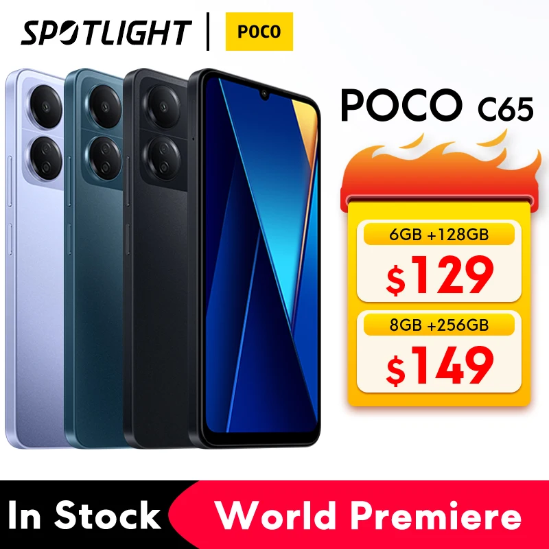 [Глобальная версия] POCO C65, 128 ГБ/256 ГБ, Восьмиядерный процессор MediaTek Helio G85, 5000 мАч, 6,74 дюймов, 90 Гц, HD + дисплей, фотокамера 50 МП