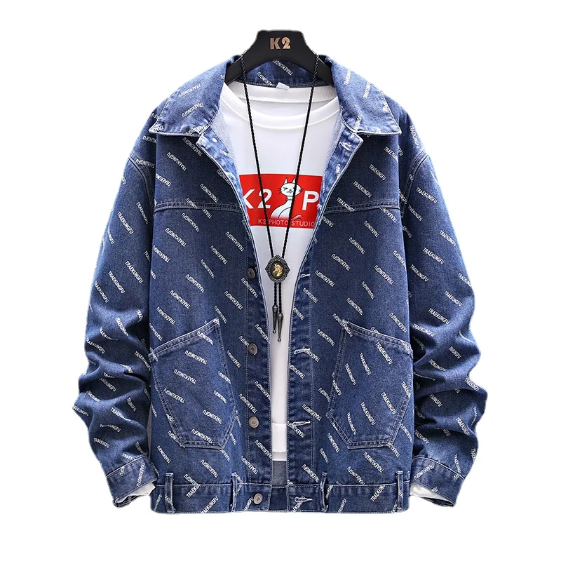 

Мужские синие джинсовые куртки, весенне-осенние повседневные джинсовые пальто, новые модные мужские хлопковые свободные джинсовые куртки, ...
