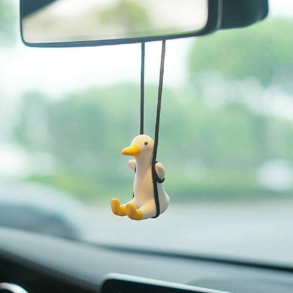 

Little Swing Duck Car Pendant Car Hanging Decor Car Rearview Mirror Ornaments Creative Duck Car Decoration