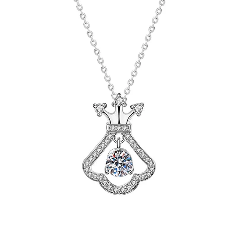 

Skirt Shape Necklace 925 Sterling Silver Moissanite Pendant Necklace Crown Clavicle Necklace Mosan Diamond Pendant Chain