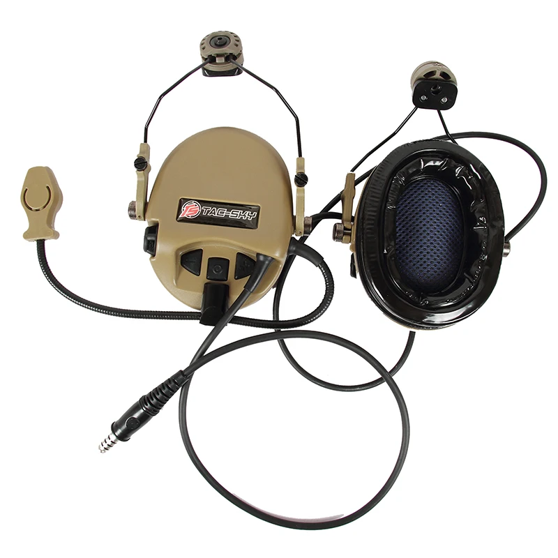 TS TAC-SKY TEA Hi-Threat Tier 1 Noise Cancelling Pickup Shooting Headphones-DE Silicone Earmuffs