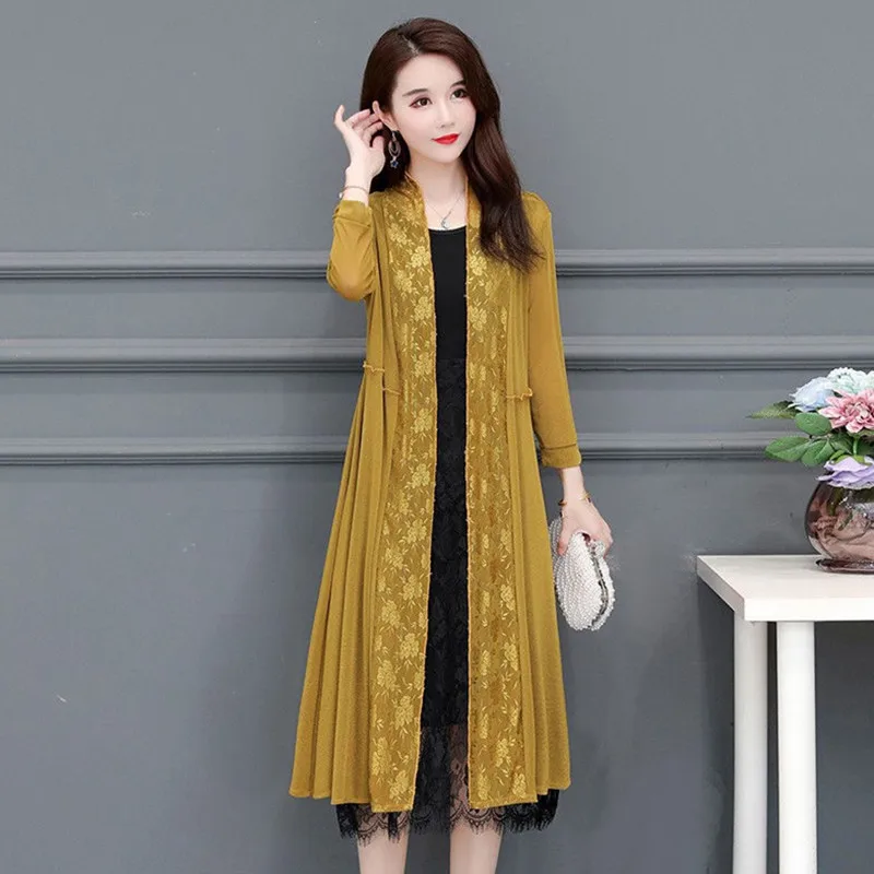 

Summer New Lace Cardigan Women Clothing Casual Streetwear Blouse Cardigan Female Elegant Solid Slim Mesh Shawl Ladies Tops Q5810