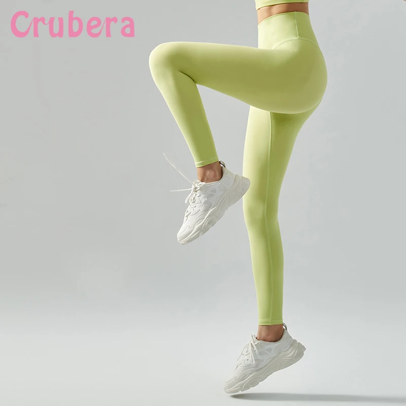 

CRUBERA Sweat Absorbing Breathable Nude Tight Peach Hip Fitness Pants Women Sports High Waist Hip Lifting Yoga Size Free Pants