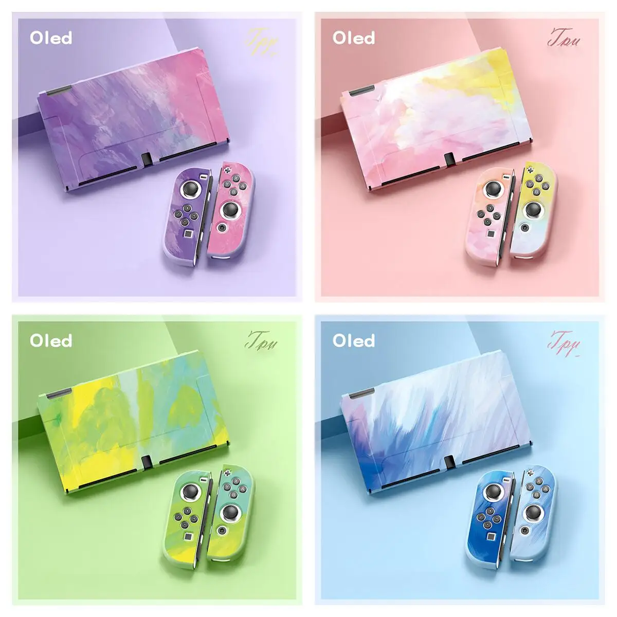 

Защитный чехол с градиентным цветом для консоли Nintendo Switch Oled, корпус Joycon, полное покрытие, мягкий чехол из ТПУ, защита для переключателя OLED