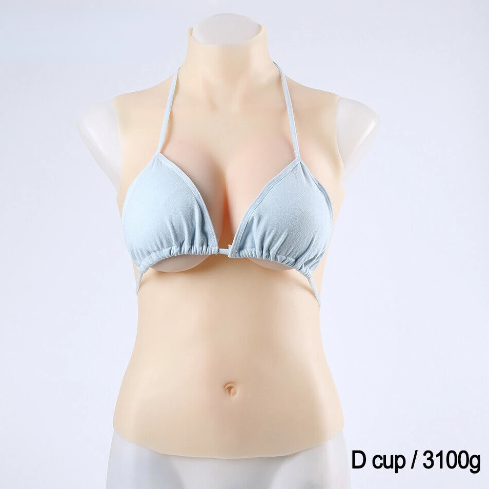 

D Cup Fake Silicone Breast Forms Half-body Suit Crossdresser TG Fake Boobs Body Shaper Shapewear