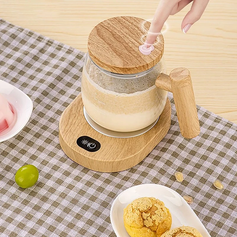 Кофейная чашка с автоматической вспенивающейся ручкой и деревянной 400 мл