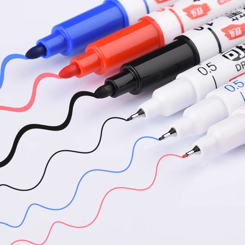 0.5 1.0mm ultra fine erasable whiteboard pens for TOEFL GRE writing mini control draft board double headed tipped