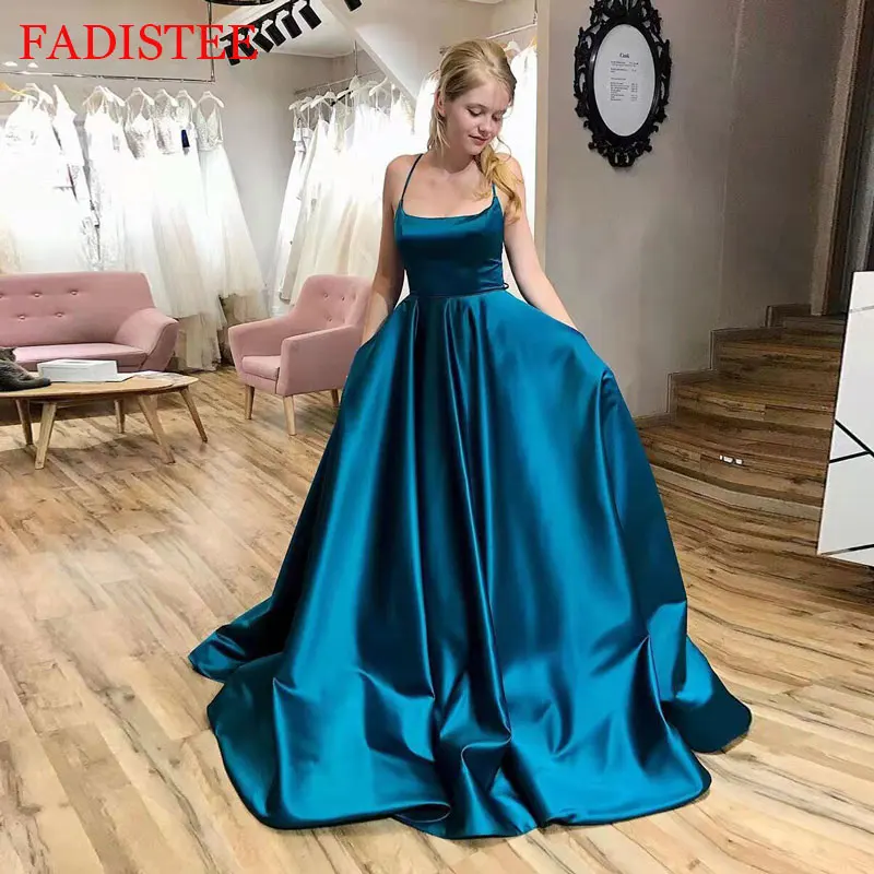 

Новое Стильное атласное платье для выпускного вечера, сексуальные вечерние платья на бретелях-спагетти с открытой спиной, длинные официальные платья, вечерние платья