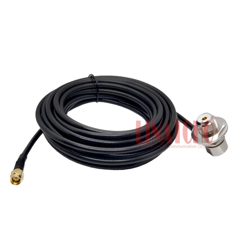 5 Meters RG58U Coaxial SMA Male and Right Aangle SO239 Connector for Walkie Talkie Radio Antenna Cable