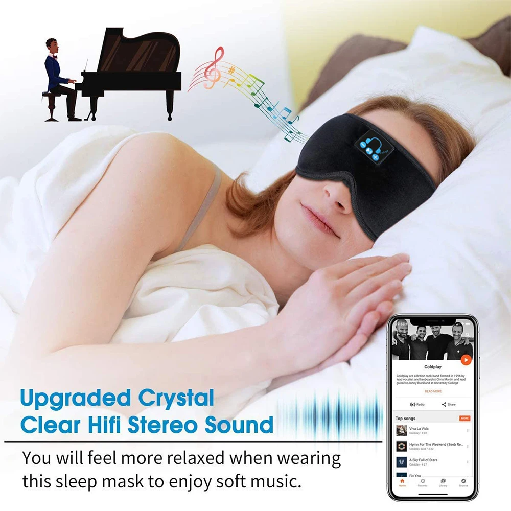 Bluetooth Sleep Headphones 3D Headband Wireless Music Eye Mask Thin Soft Elastic Breathable Sleeping Earphones for Side Sleepers enlarge