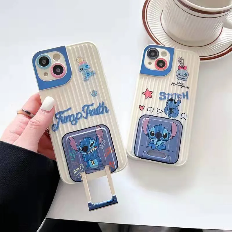 

Disney Stitch Telescoping Stand Phone Cases For iPhone 13 12 11 Pro Max XR XS MAX 8 X 7 Back Cover