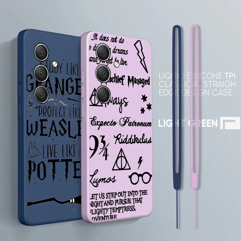 

Cool Harrys Potter For Samsung A34 A14 A52S A54 A23 A13 A73 A03Core A22 4G 5G Liquid Rope Phone Case