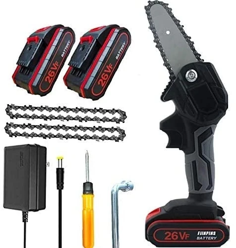 

2023 New Mini Chainsaw, 4 Inch Electric Cordless Chain Saws 26V Battery One Hand Handheld Protable Chainsaw Powered Metal