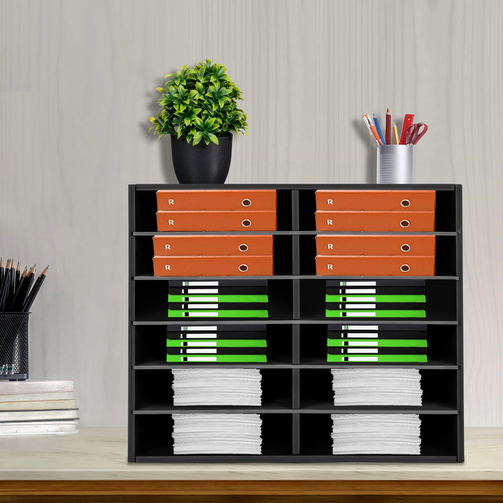 

Desktop Literature Organizer Adjustable File Sorter Mail Center Magazine Holder Paper Storage Cabinet Classroom Keepers Mailbox