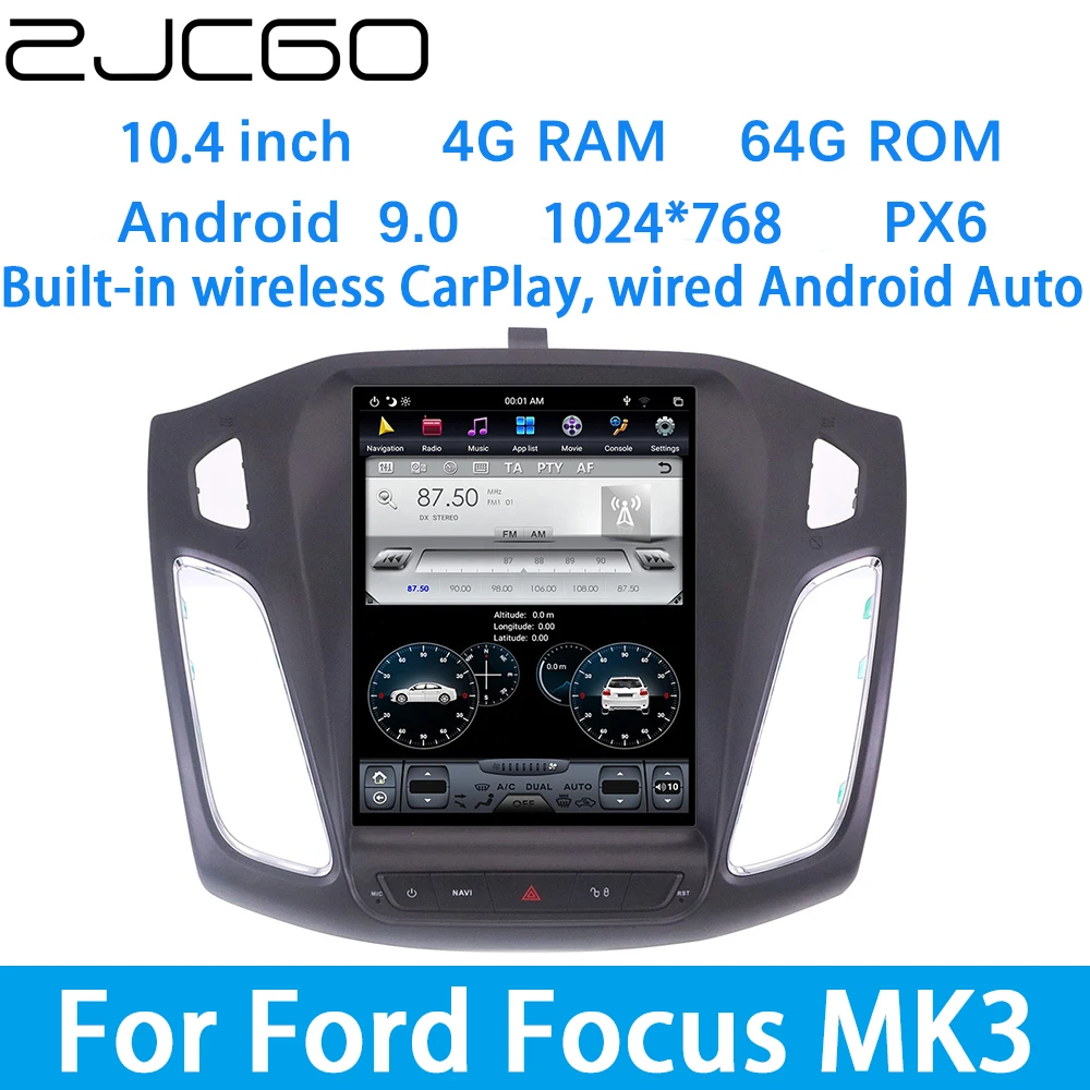 

ZJCGO Car Multimedia Player Stereo GPS DVD Radio Navigation Android Screen System for Ford Focus MK3 2011~2018