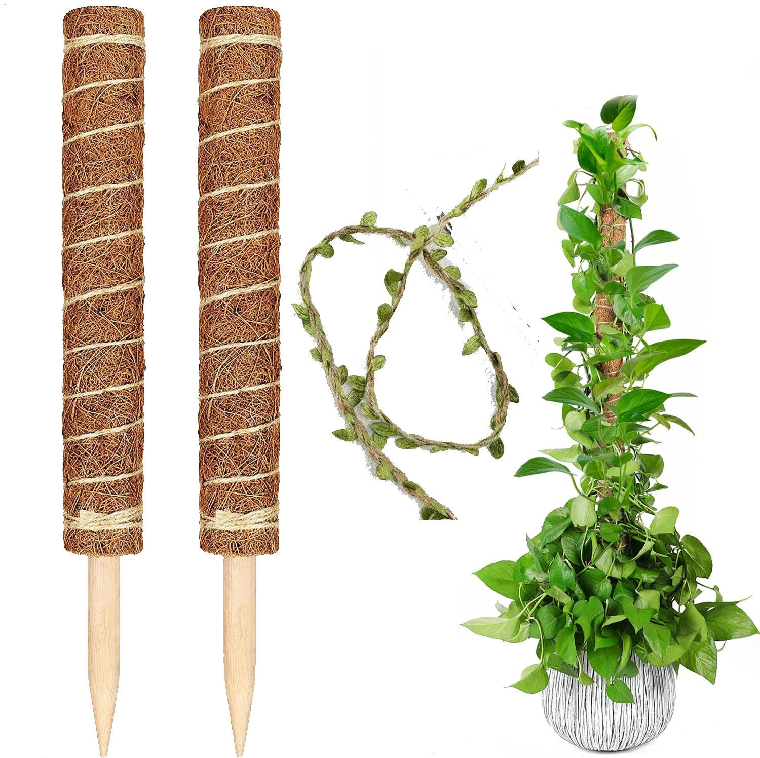 

2PCS 40CM Plant Climbing Coir Totem Plant Support Moss Pole For Plants Monstera Stakes Coco Coir Pole For Potted Plants