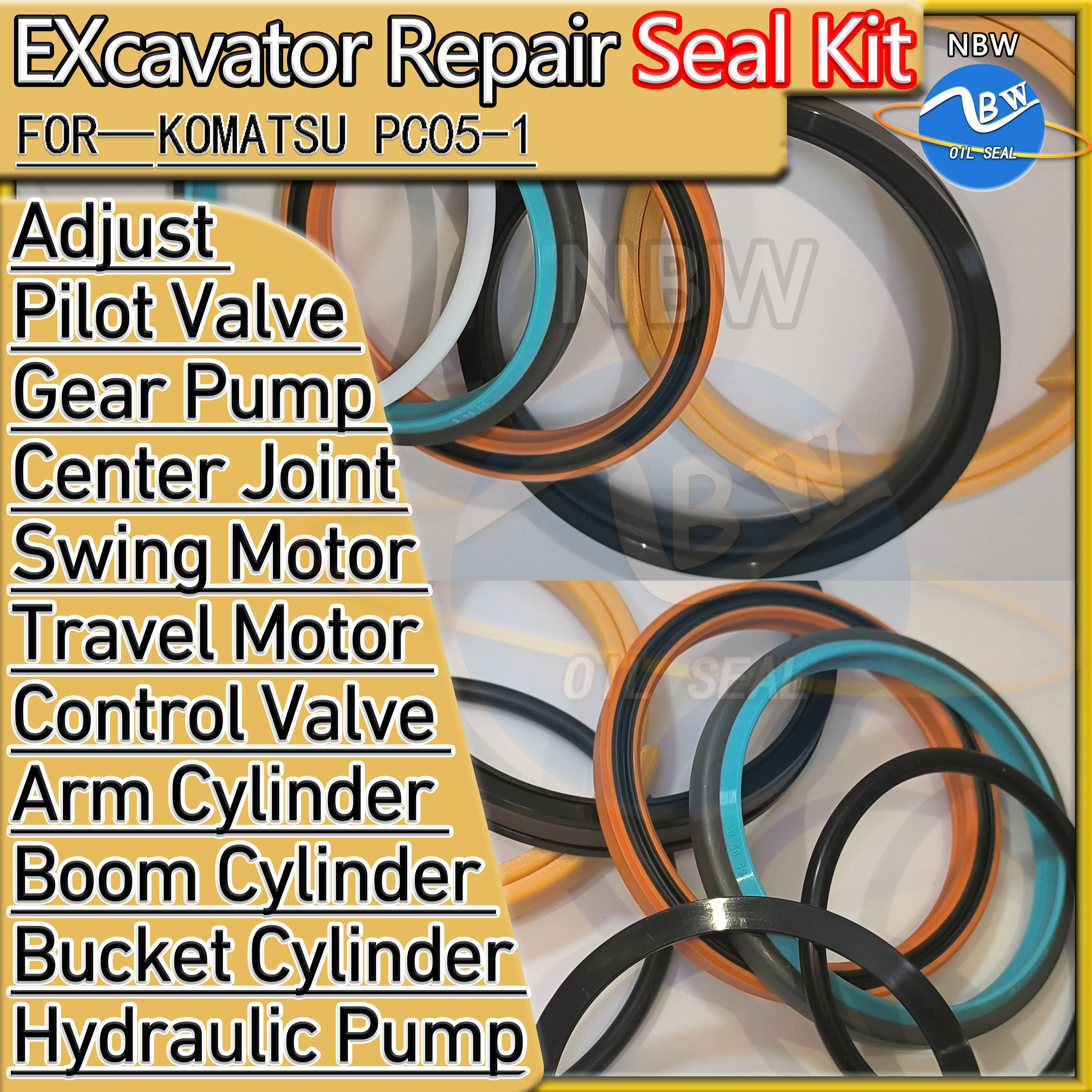 

KOMATSU PC05-1 Cylinder Oil Seal Kit BOOM ARM Bucket For Excavator Hydraulic Pump Repair O-ring ZENOAH PC05 1 Center Joint