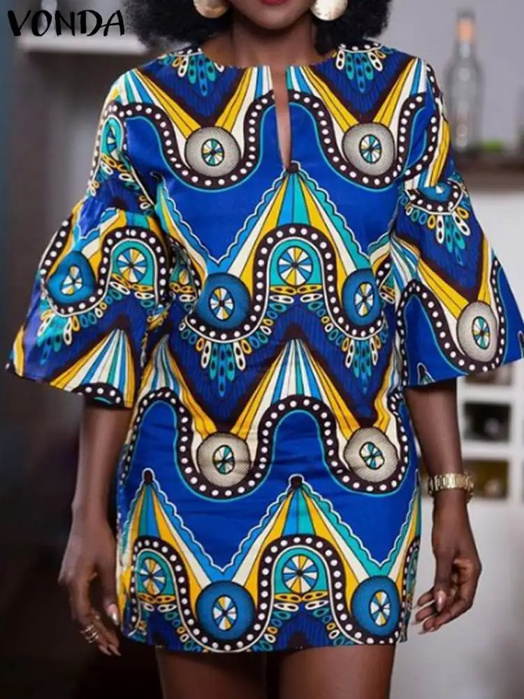 Сексуальное женское летнее платье 2024 VONDA элегантный офисный сарафан с принтом