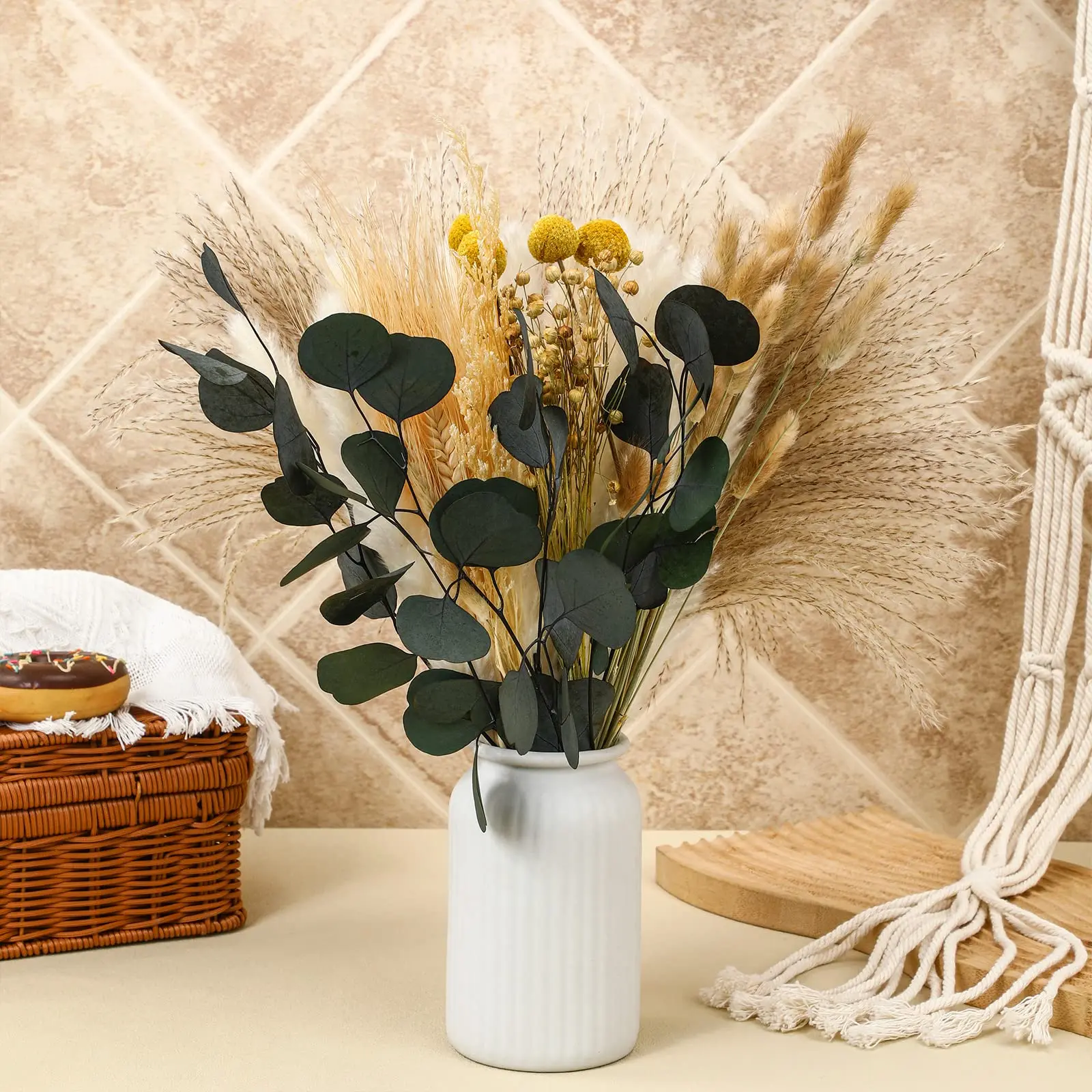 

Dried Flower Bouquet Boho Room Decor Centerpiece Table Decorations for Dining Room DIY Wedding Floral Arrangements Home Decor