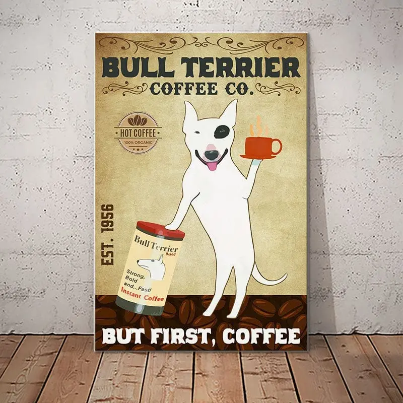 

Металлический жестяной знак Bull Terrier собака кофейная компания бюст первый кофе алюминиевый винтажный знак жестяной знак Ретро для домашнего...