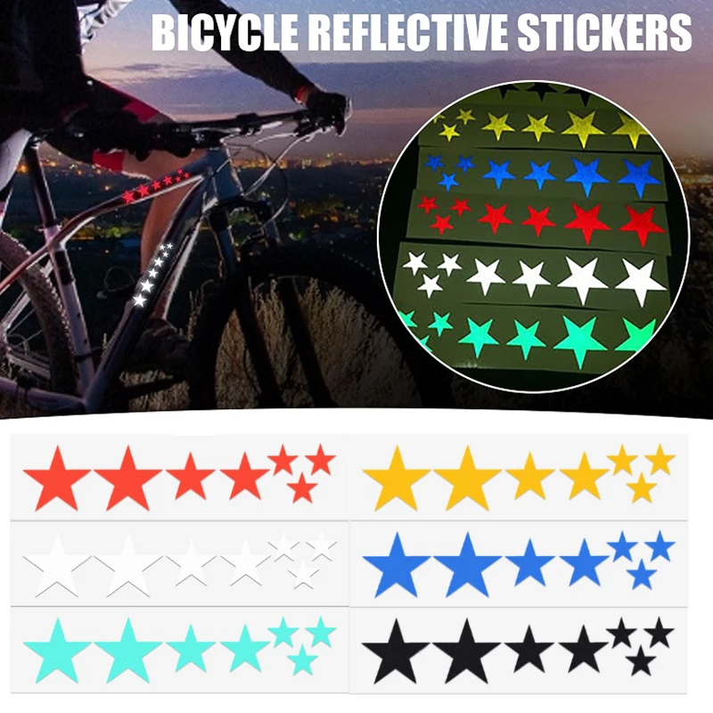 

1/2 Pcs Bicycle Luminous Stickers Pentagram Reflective Sticker Bike Night Light Shining Warning Paper Bike Wheelset Sticker