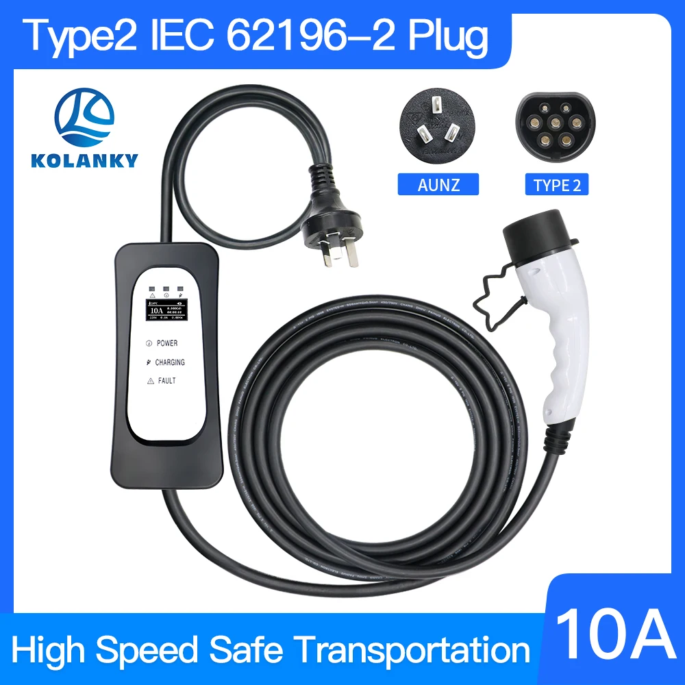 

Australia Standard 10A AU Plug Charger IEC62196-2 Type2 Charging Station 5M Level 2 EVSE Portable EV Charger for Electric Car