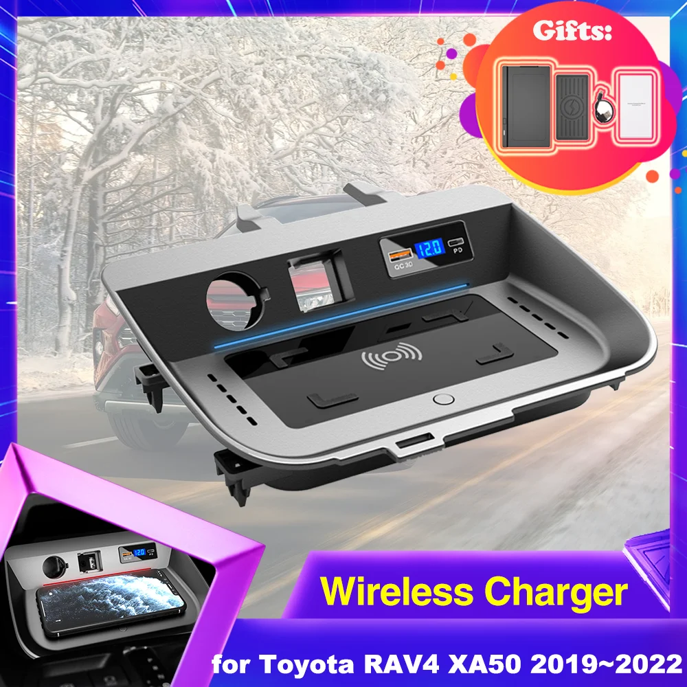 

15W Car Wireless Charging Pad for Toyota RAV4 XA50 LE XLE XSE 2019~2023 Phone Fast Charger Plate Panel Tray Accessorie 2020 2021