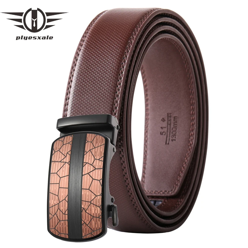 

Plyesxale Blue Gray Brown White Black Men Belt Genuine Leather Luxury High Quality Automatic Buckle Cinture Homme 2021 B551