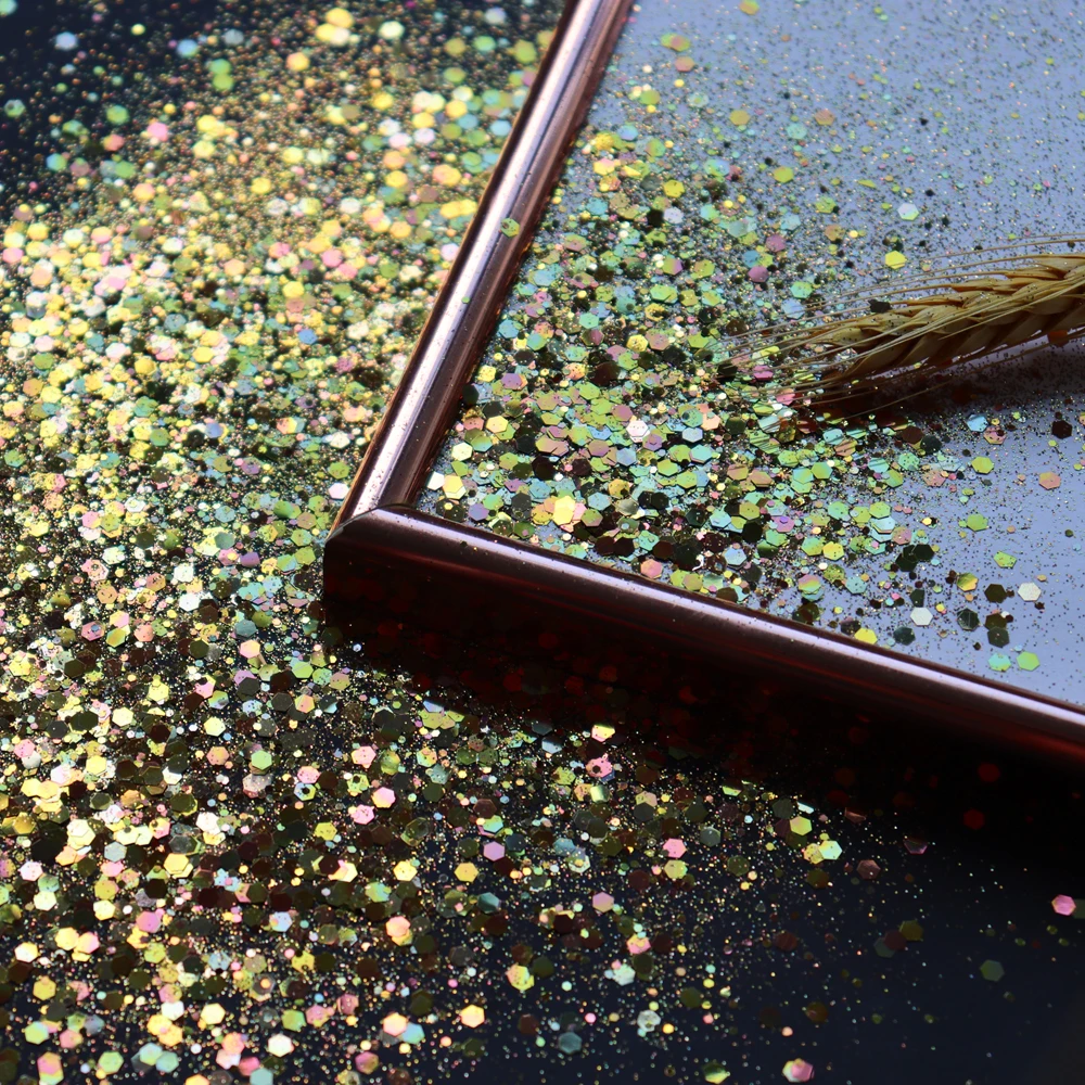 50 г/пакет лазер смешанный шестигранный дизайн ногтей блестки ультра-тонкие