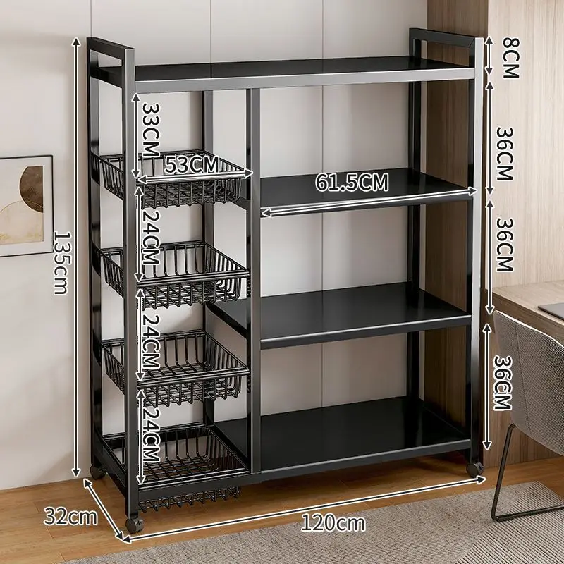 

Современный многослойный съемный металлический напольный стеллаж для хранения из кованого железа, кухонное хранилище