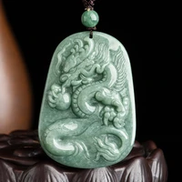 burmese jade dragon pendant gemstone gift green designer vintage necklace emerald natural accessories jewelry amulets jadeite