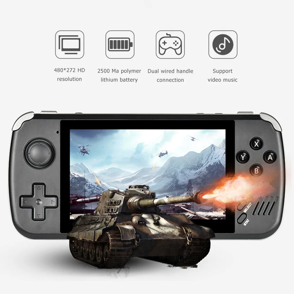 

X39 Portable Handheld Game Console 4.3 Inch IPS Screen Retro Video Game Console Support GBA/PS1 Open Source 4K HD Game Players