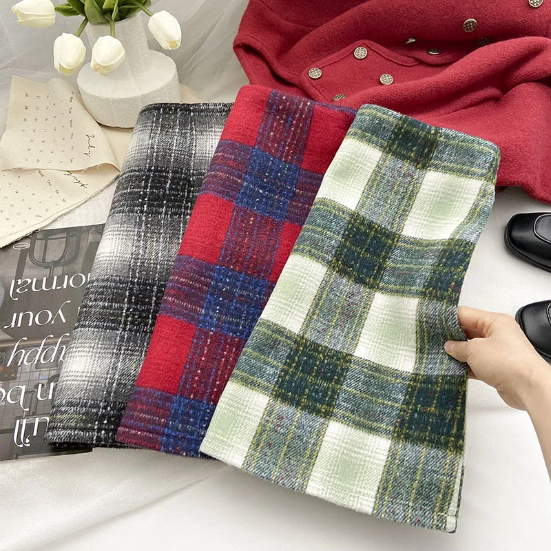 

Plaid Color Collision High Waist Anti-flash A-line Skirt 2022 Winter Korean Version of A Hundred Hip Package Short Skirt
