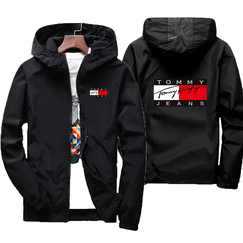 

2022 Men's casual brand printed men's hooded jacket down stand collar jacket fashion men's zipper top direct sales
