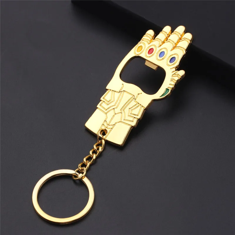 

Marvel the Avengers Thanos Infinity Glove Gauntlet Keychain Metal Bottle Opener Chaveiro Key Chain Men Jewelry