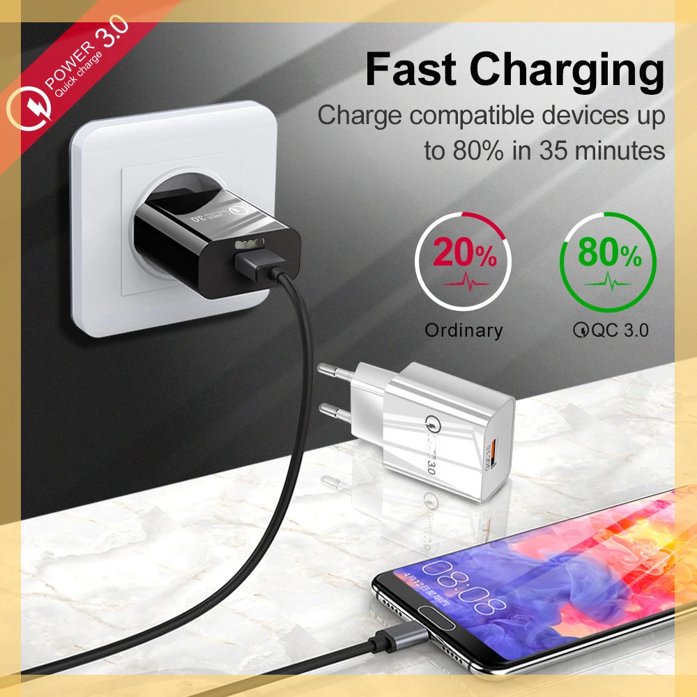 

Fast Charger QC 3.0 USB Charger Quick Charge 3.0 Phone Charger for iPhone for Huawei EU US Plug