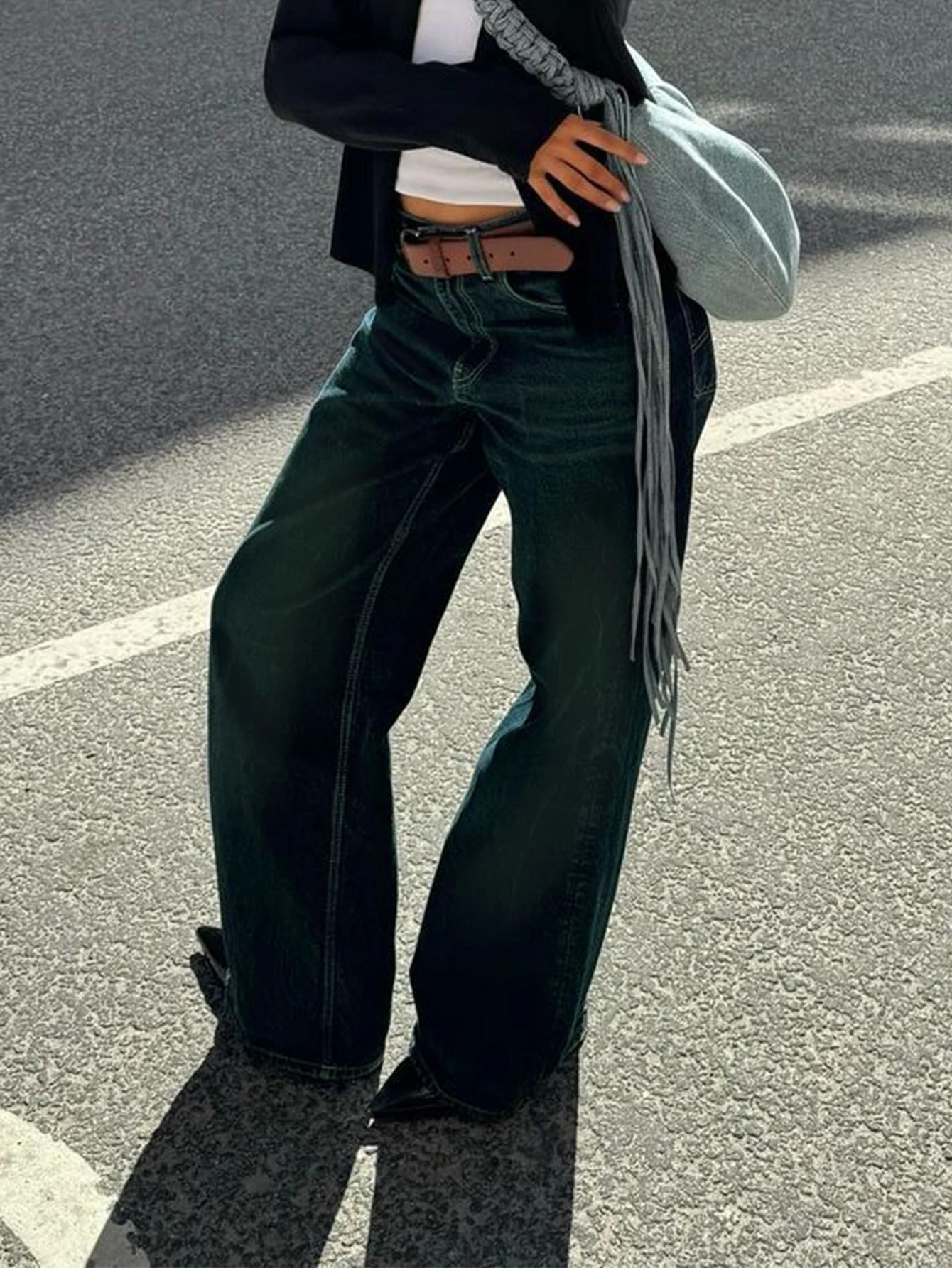 Женские прямые свободные брюки в стиле ретро